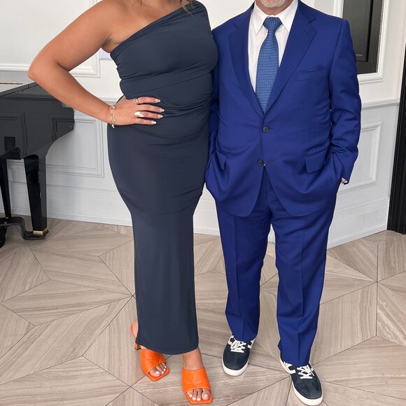 ZARA - ASYMMETRIC RUCHED TOP - LARGE - DUCK BLUE - Picture 4 of 8